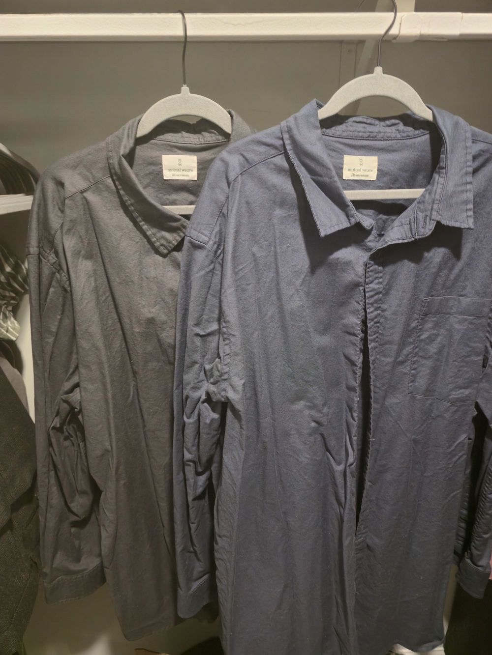 Two Men's Casual Weave Lightweight Button-Up Shirt Jacket - Blue And Grey